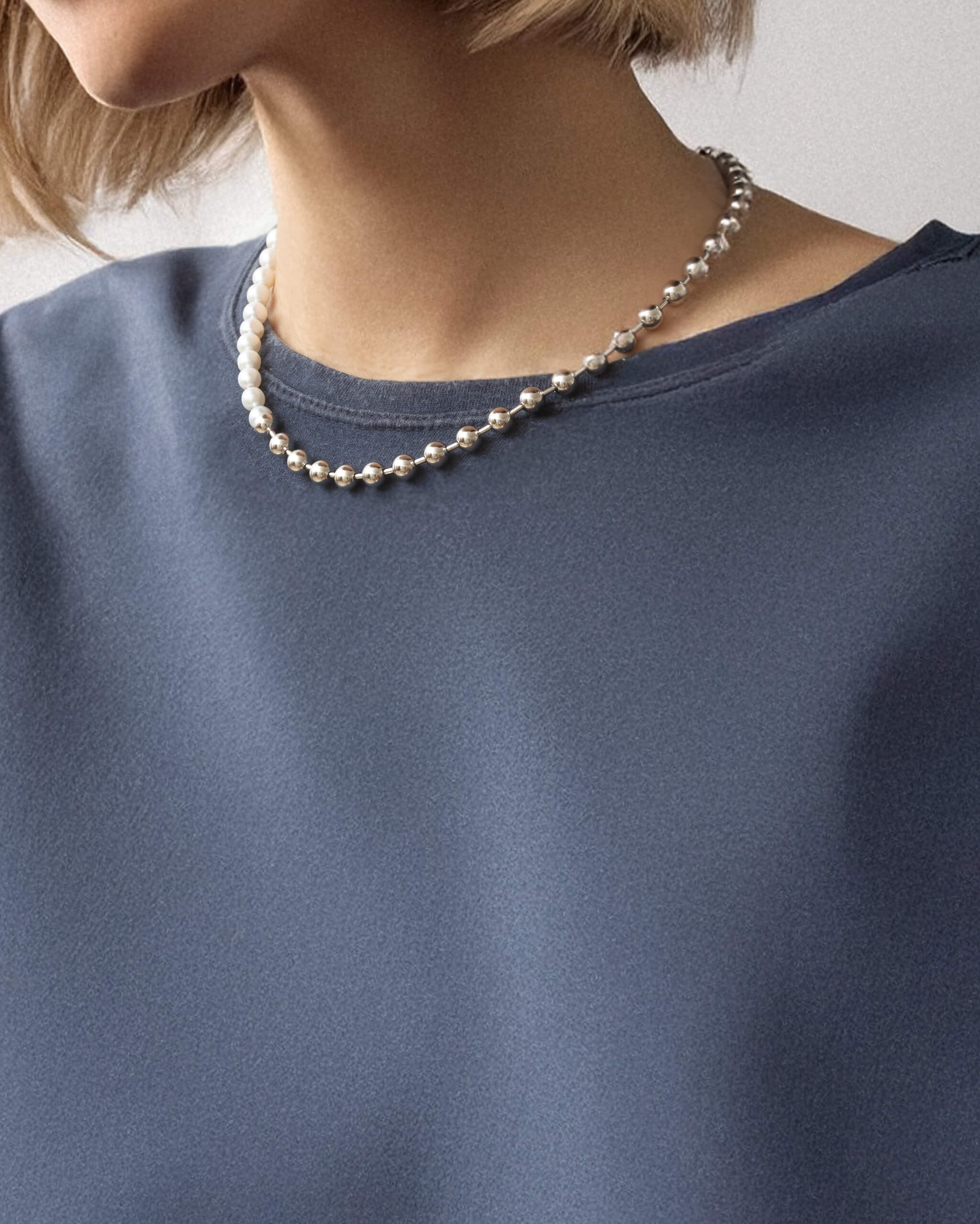[NEW] Ball Chain / Pearl Necklace | 1803N091040